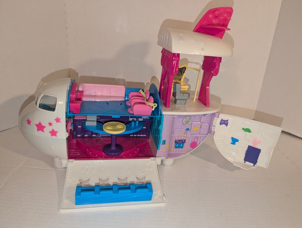 Polly Pocket Fabulous Flying Jet Airplane Transforming Mattel 2014 Rare